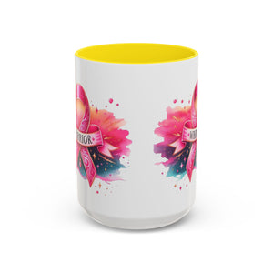 Pink Ribbon Warrior Coffee Mug, Support Breast Cancer Awareness Gift, Inspirational Mug, Cancer Survivor Merchandise, 11oz 15oz Mug