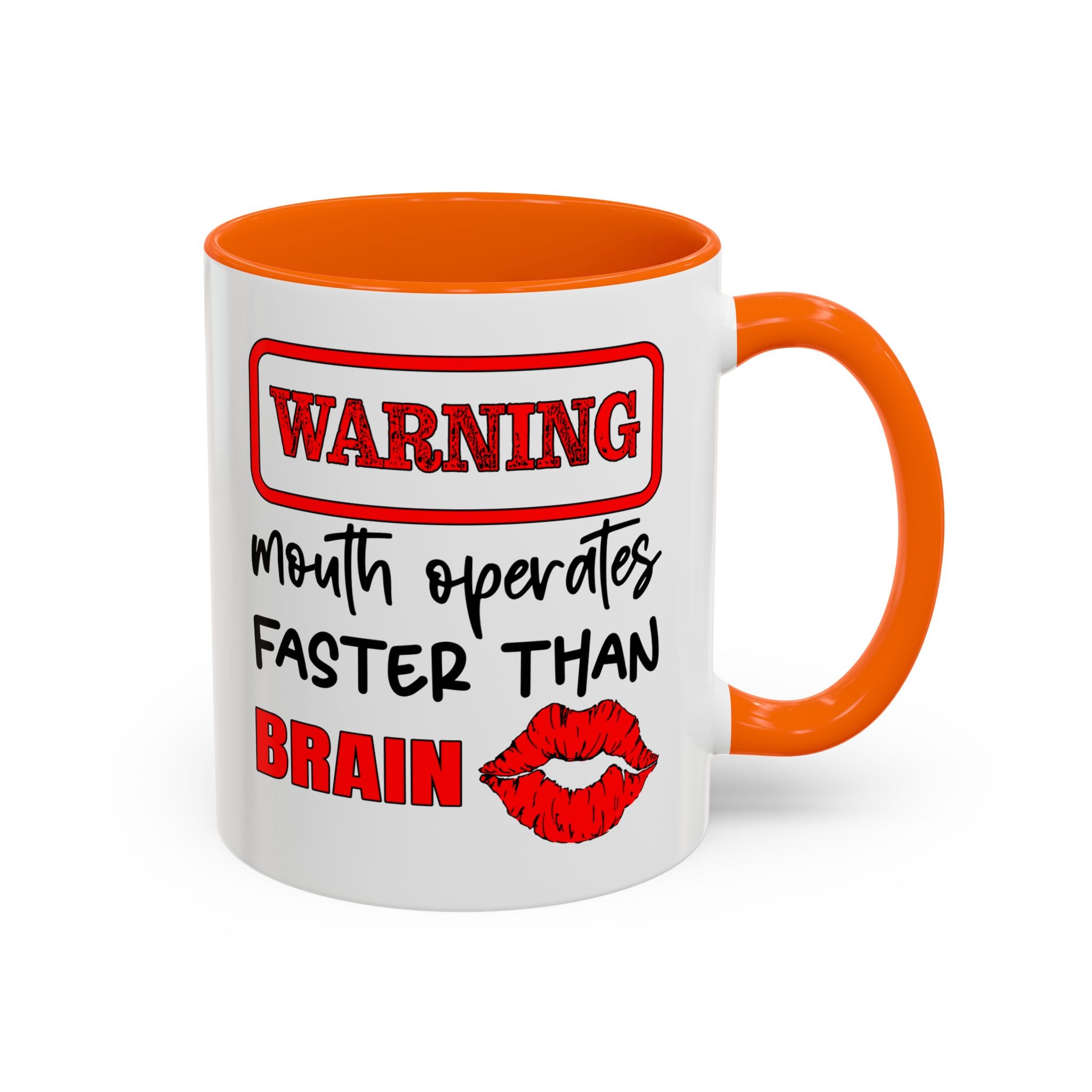 Funny Warning Coffee Mug - 'Mouth Operates Faster Than Brain' - Perfect for Coffee Lovers