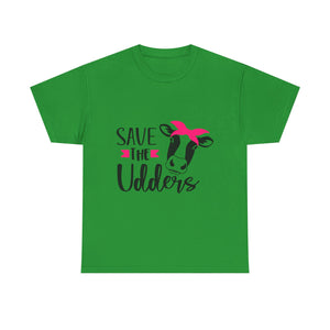 cancer awareness Save the Udders Unisex Heavy Cotton Tee, Fun Cow Tee,  Animal Lover Gift, Casual Tee, Eco-Friendly Apparel