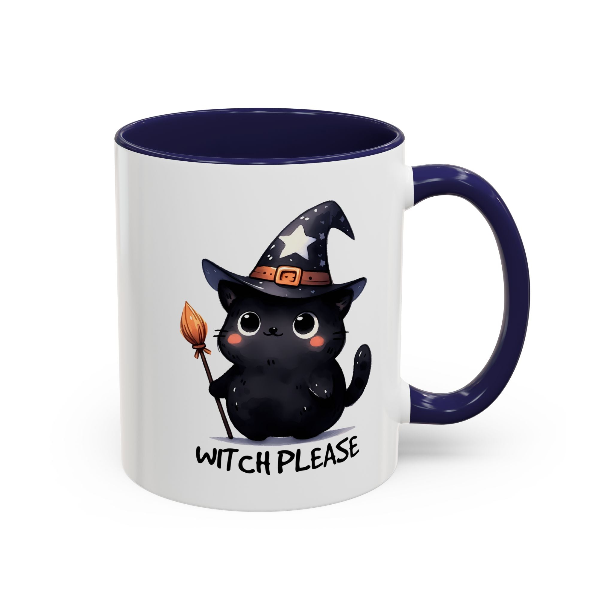 Cute Witch Cat Coffee Mug - Perfect for Halloween, Cat Lover Gift, Witch Please Design, Black Cat Mug, Cozy Drinkware