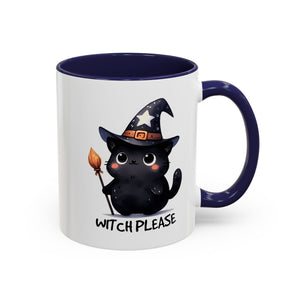 Cute Witch Cat Coffee Mug - Perfect for Halloween, Cat Lover Gift, Witch Please Design, Black Cat Mug, Cozy Drinkware