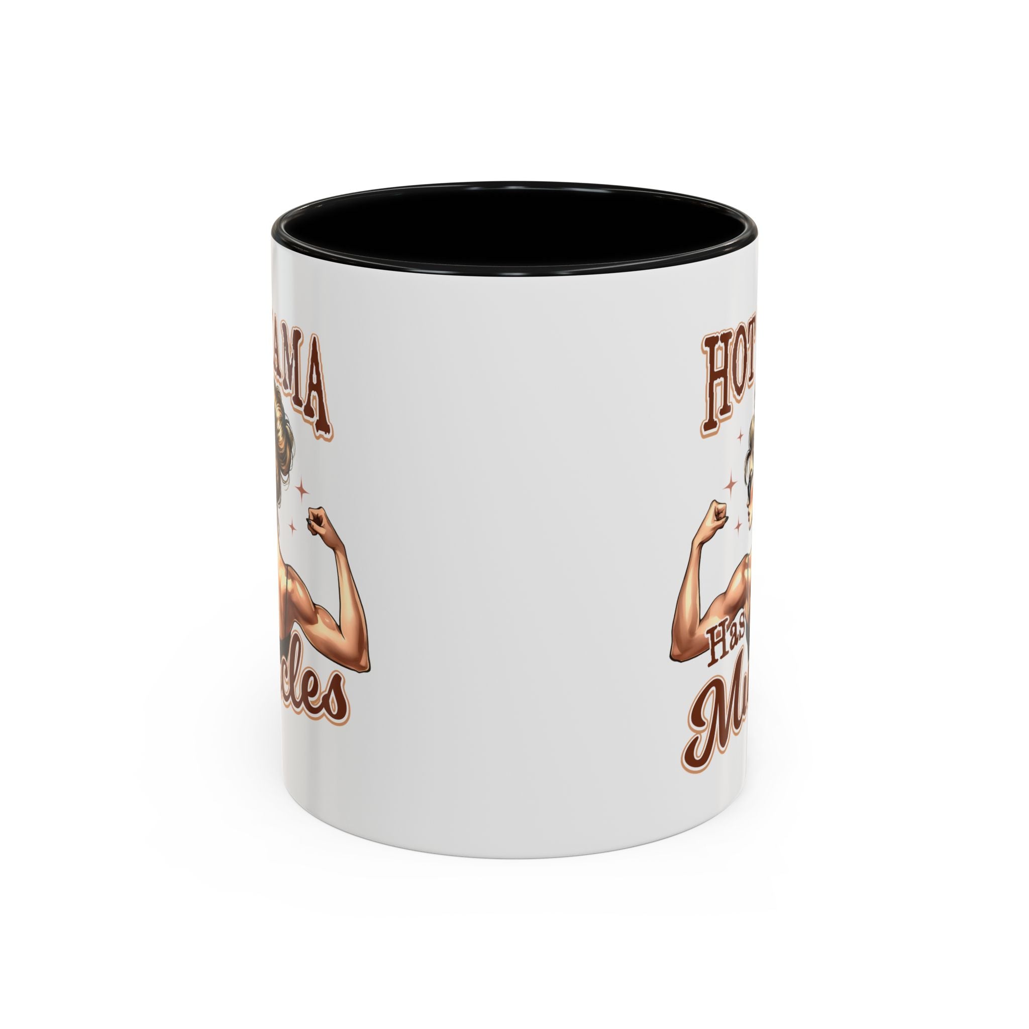 Hot Mama Has Muscles Coffee Mug - Fun & Motivational 11/15oz Accent Mug for Fitness Lovers