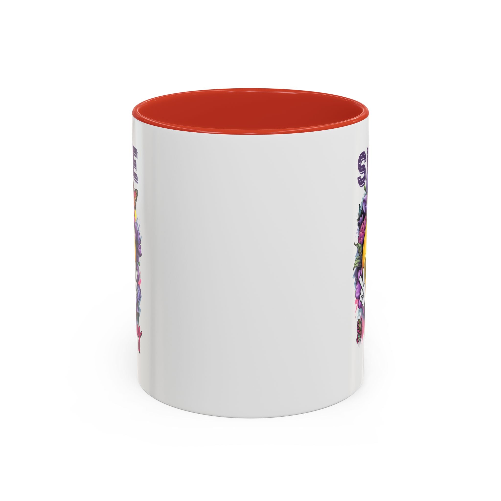 Smile Stay Accent Coffee Mug - Vibrant Floral Design for Positive Vibes