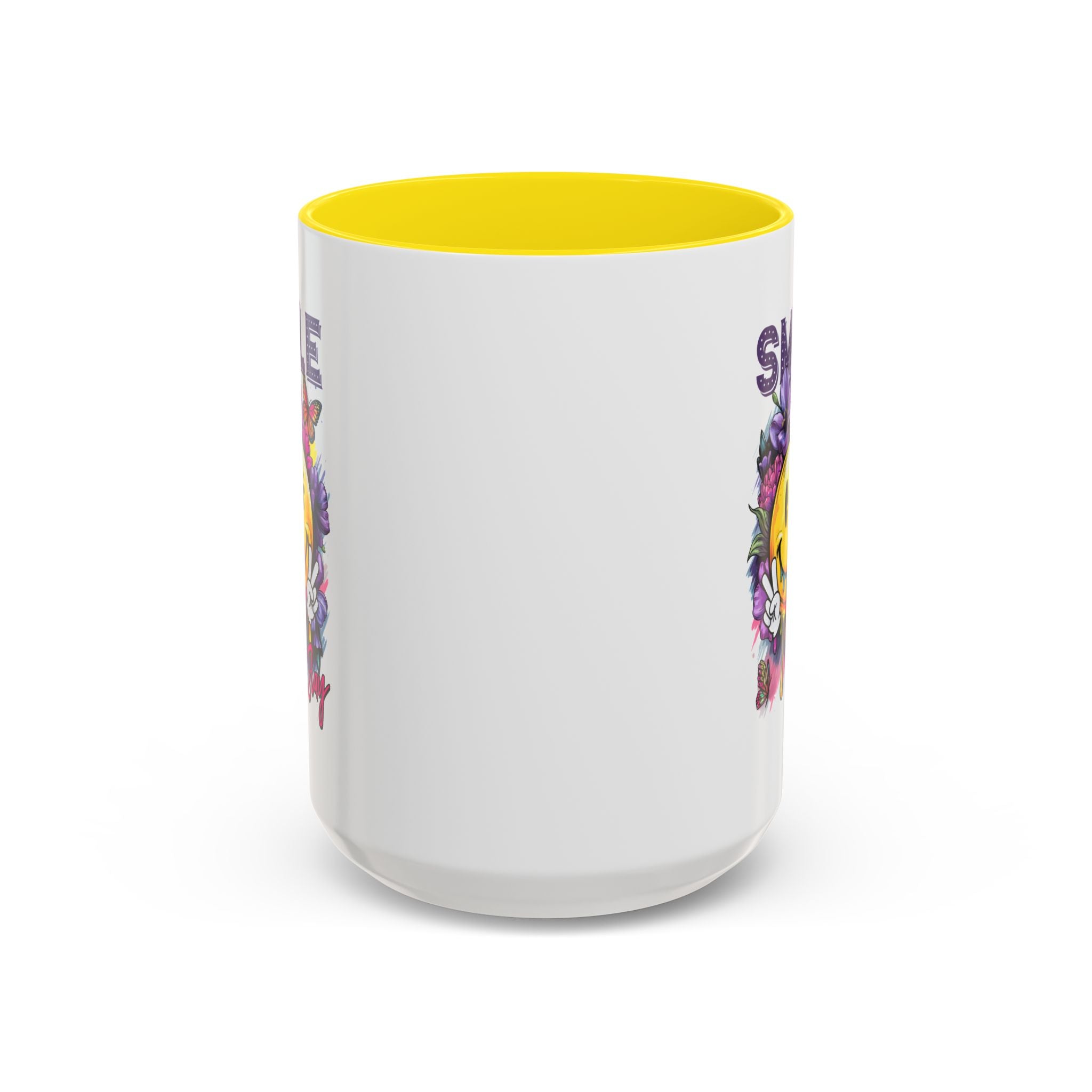 Smile Stay Accent Coffee Mug - Vibrant Floral Design for Positive Vibes