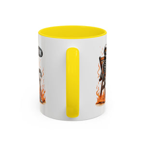 Funny I'M fine  Skeleton on fire Coffee Mug - Humor Gift for Halloween, Coffee Lovers,  Decor, Gag Gift, 11-15oz Accent Mug