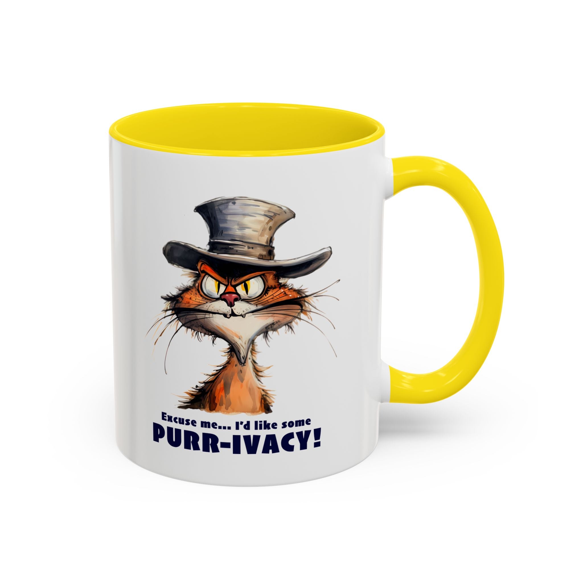 Funny Cat Coffee Mug - Purr-ivacy & Puppy Humor, Gifts for Cat Lovers, Home Office Accessories, Birthday, Pet Owner Mug