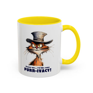 Funny Cat Coffee Mug - Purr-ivacy & Puppy Humor, Gifts for Cat Lovers, Home Office Accessories, Birthday, Pet Owner Mug