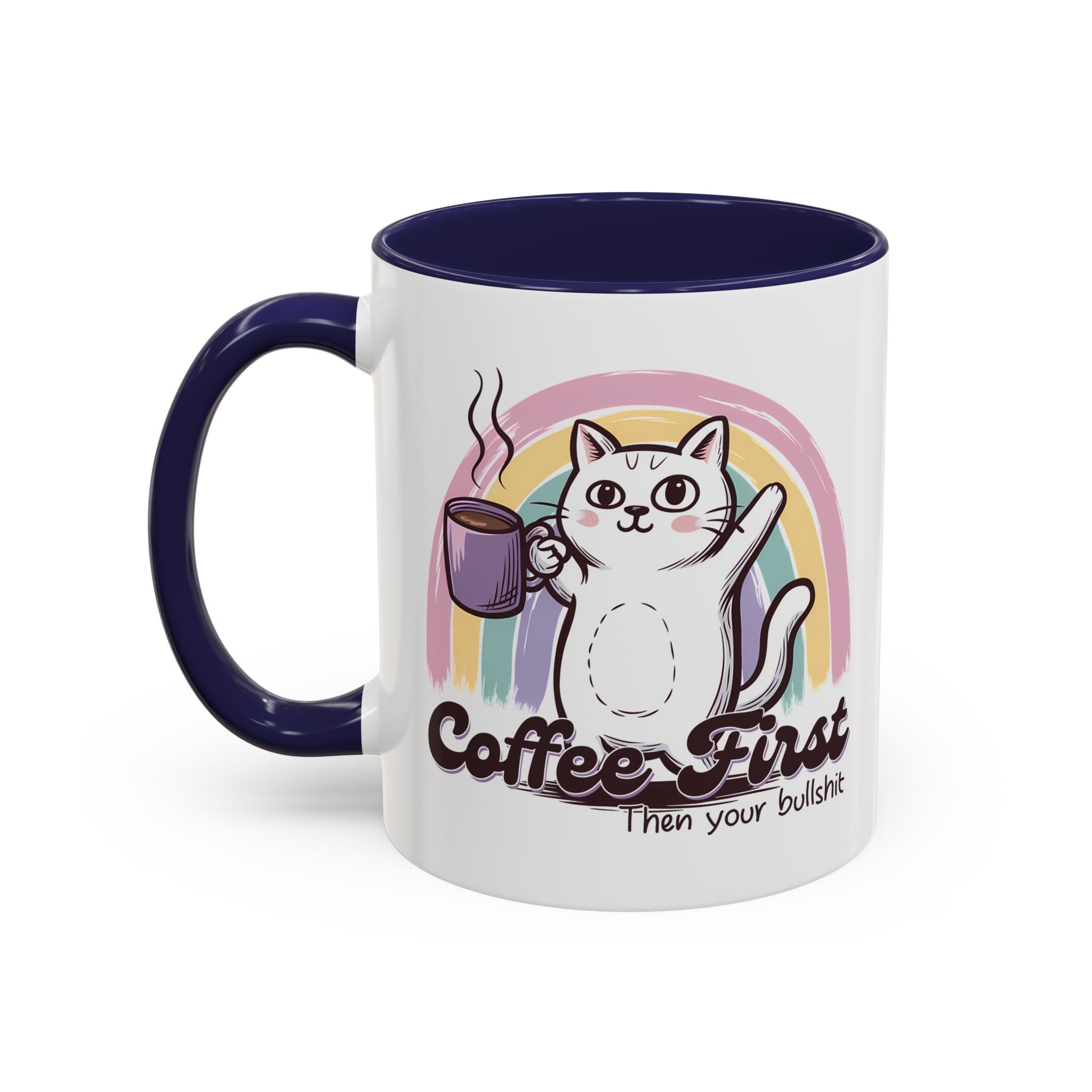 Coffee First Cat Mug - Humorous 11 & 15oz Accent Coffee Cup for Cat Lovers sarcasm