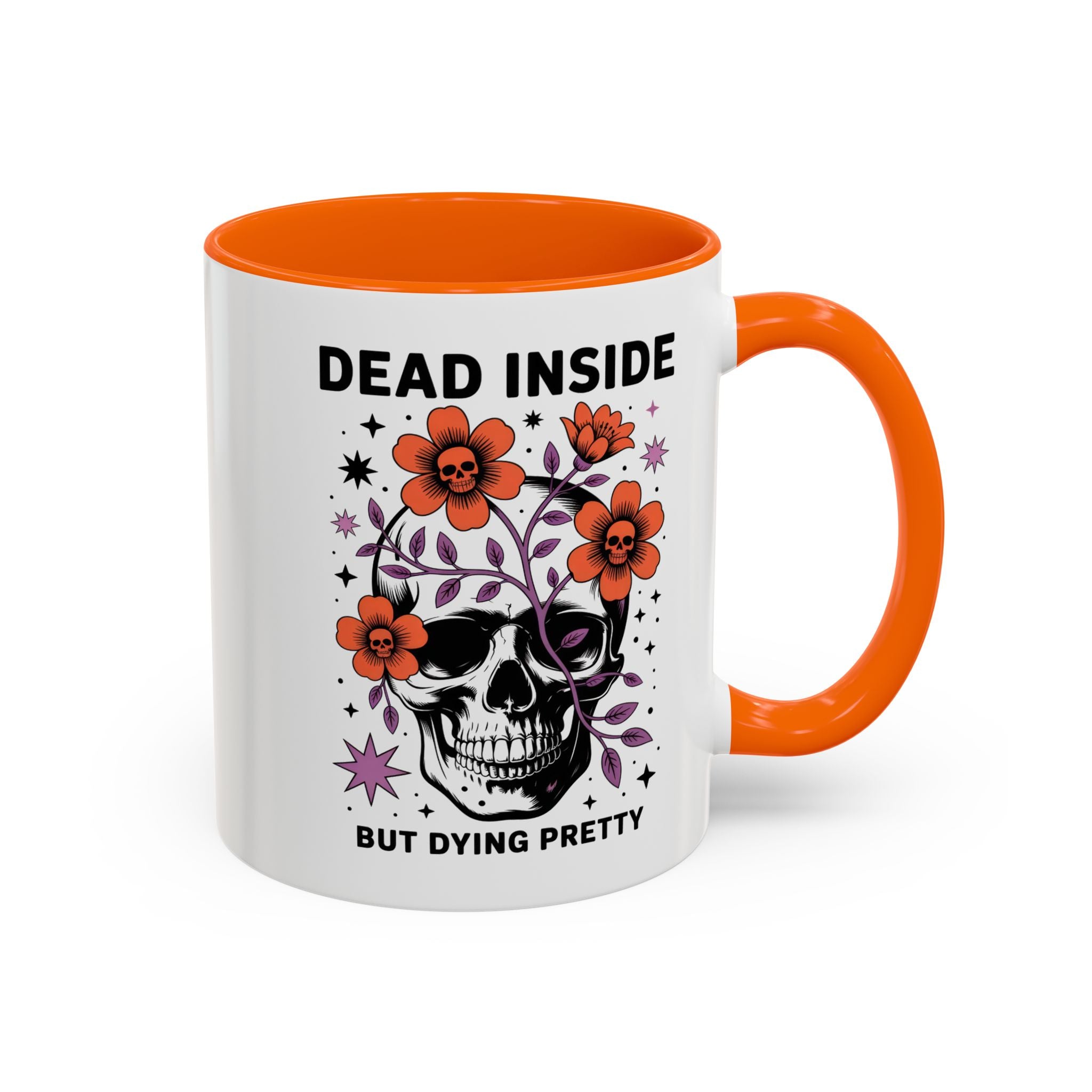 Dead Inside But Dying Pretty Accent Coffee Mug — Floral Skull 11/15oz