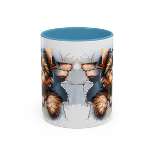 Cute Dog Peeking Coffee Mug, Pet Lover Gift, Yorkshire Terrier Mug, Animal Lover Coffee Cup, Dog-Themed Drinkware, Doggie Mug