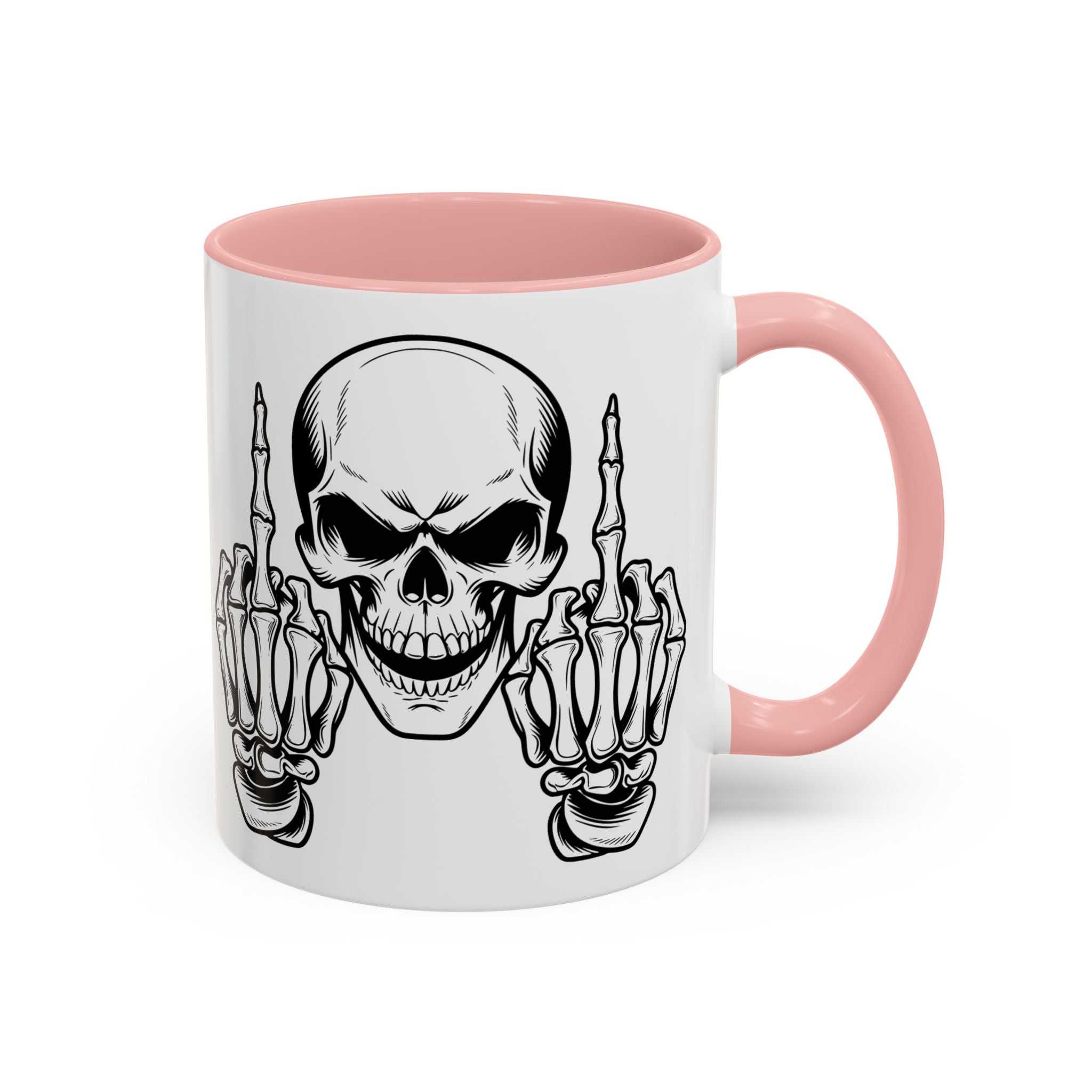 Skull Middle Finger Coffee Mug — Edgy Gothic Accent Mug (11/15oz)