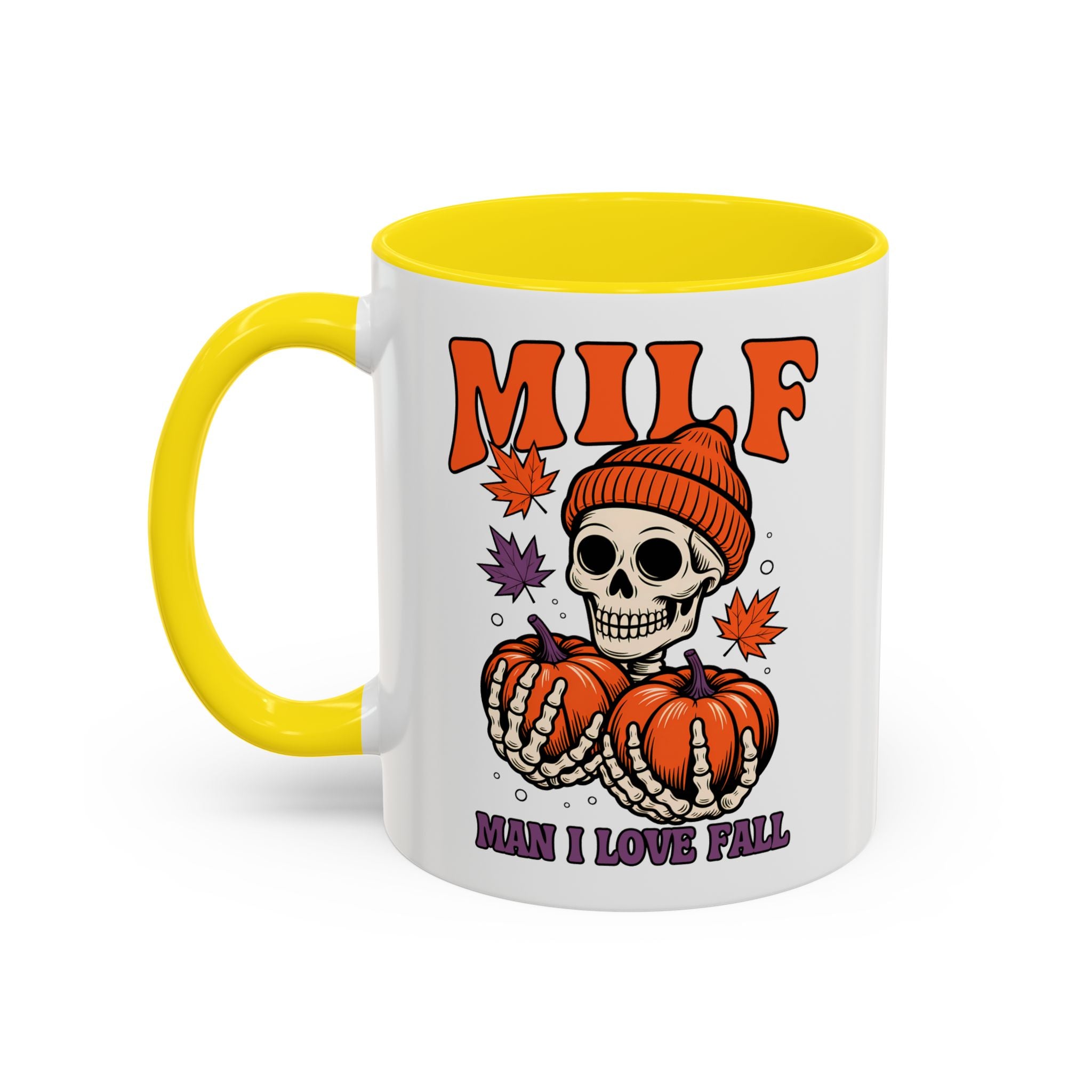 Halloween Pumpkin Skull Coffee Mug – "MILF: Man I Love Fall" funny adult humor sexy time joke