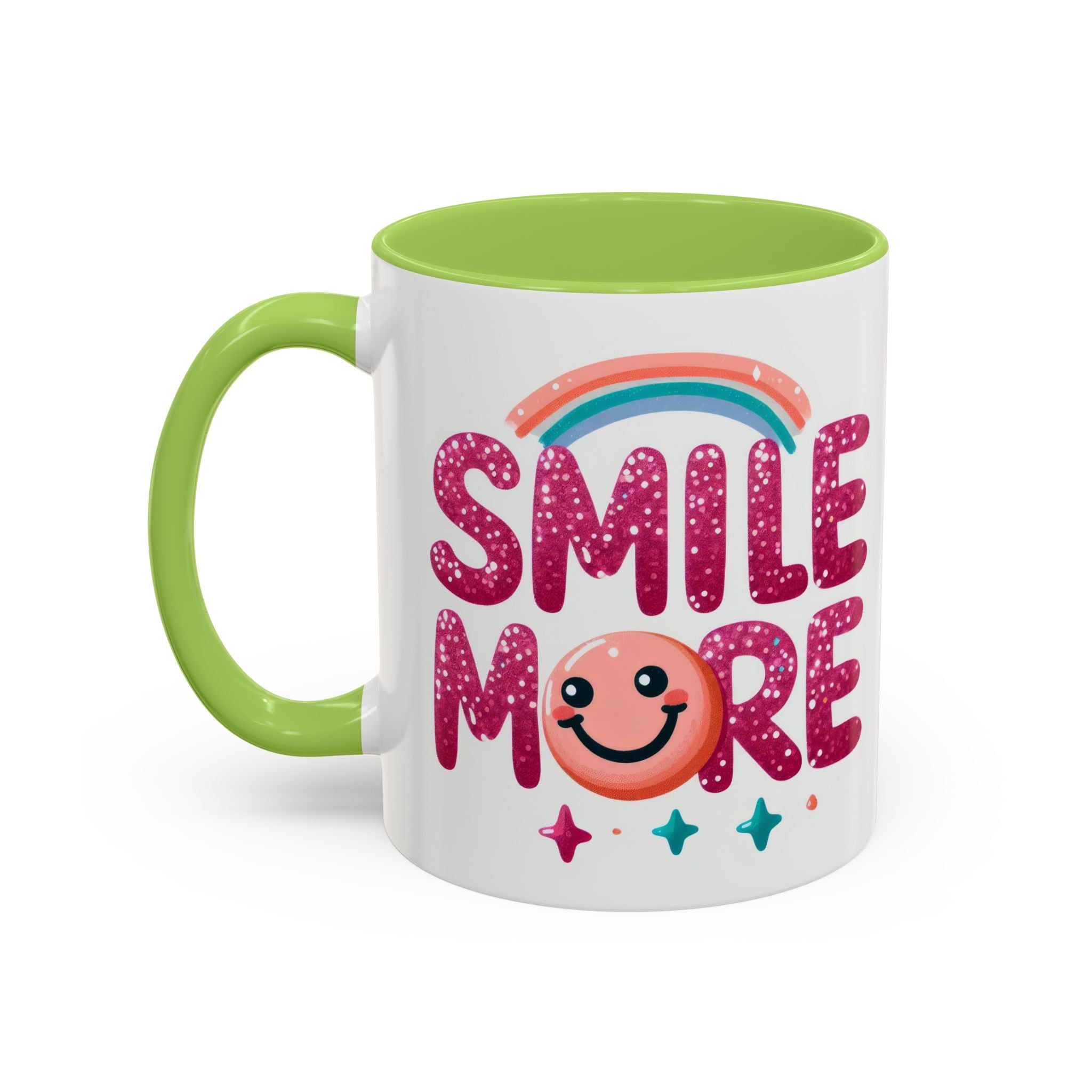 Smile More Coffee Mug – Cute Rainbow Smiley Accent Mug (11/15oz)