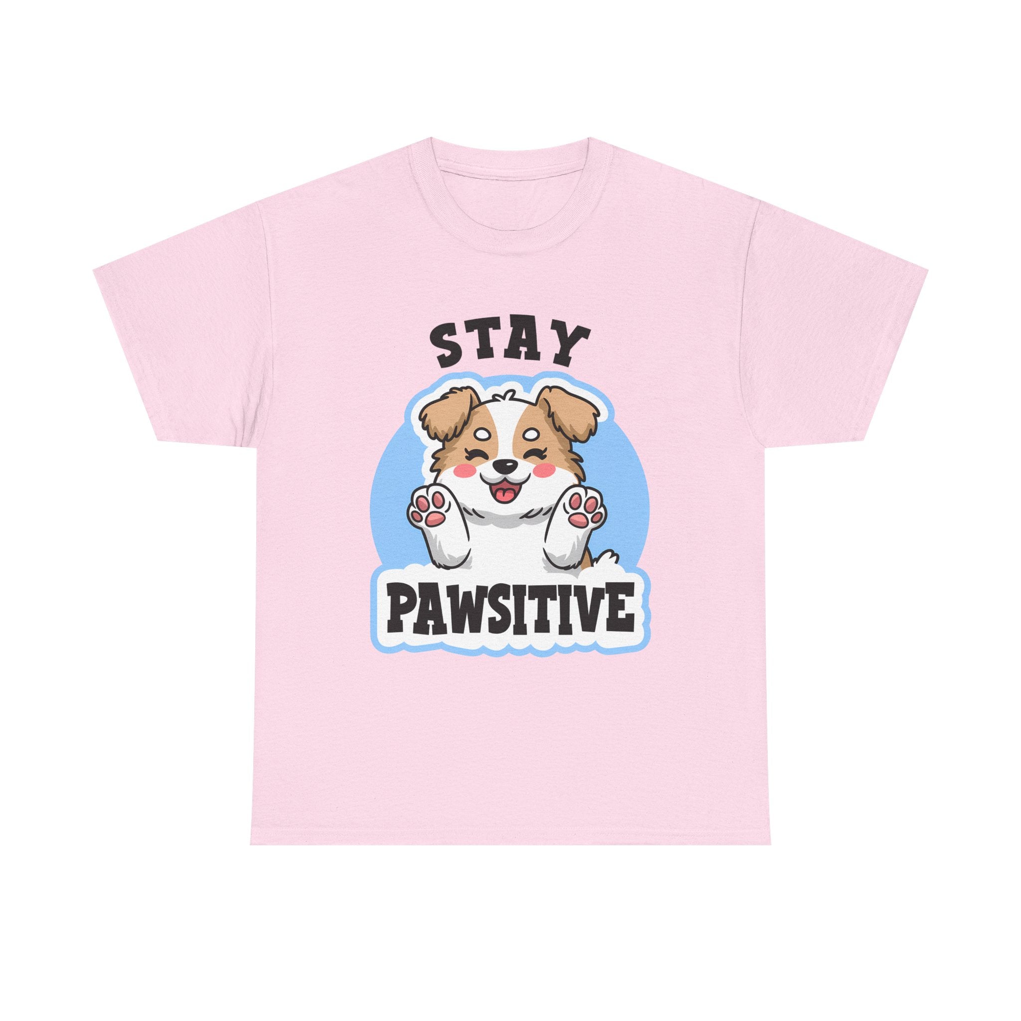 Stay Pawsitive Dog Lover Tee - Unisex Heavy Cotton T-Shirt funny humor