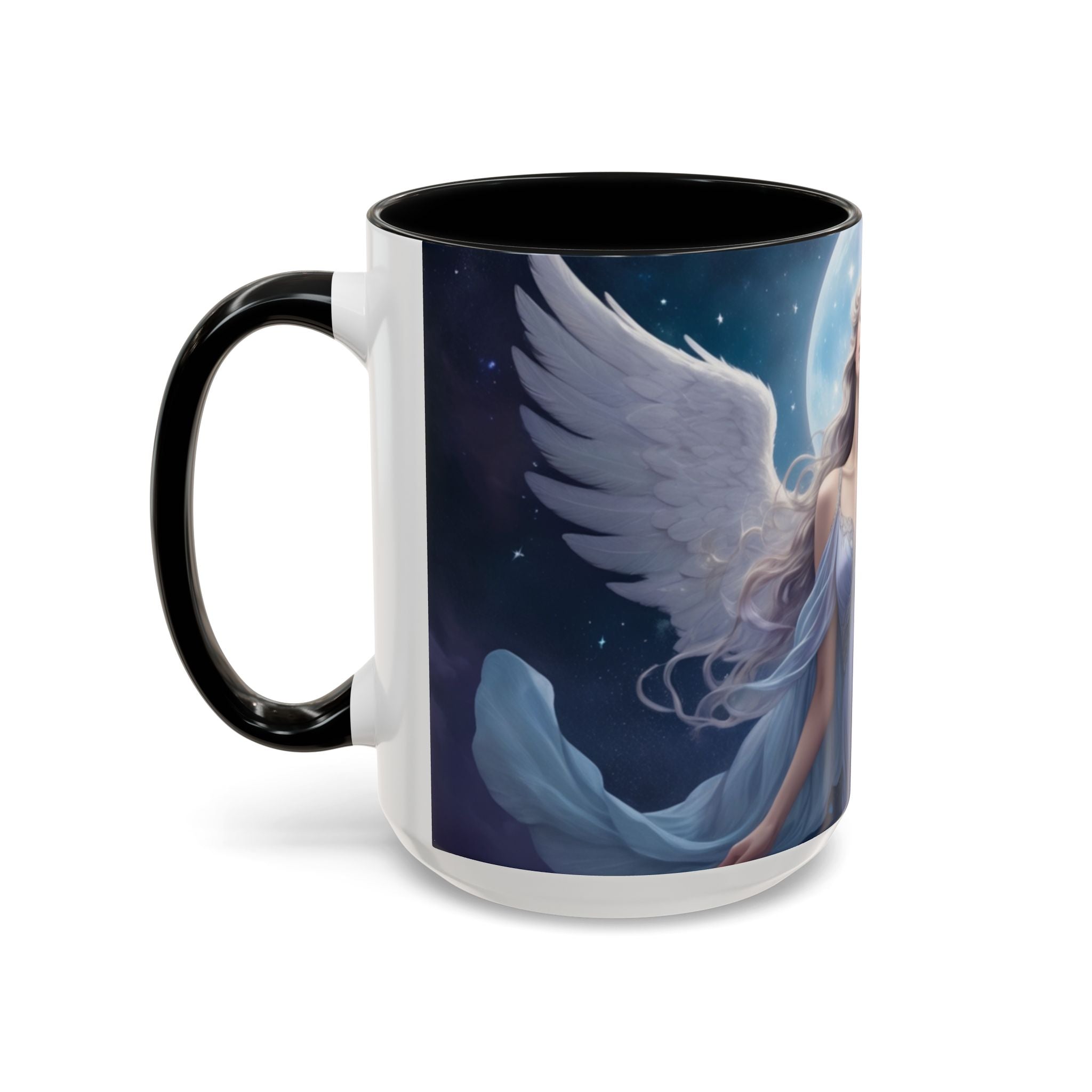 Celestial Angel Accent Coffee Mug - 11 & 15oz, Ethereal Design for Dreamy Coffee Lovers fantasy