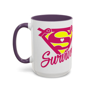 Survivor Mug 11oz & 15oz | Cancer Awareness, Motivational Gift, Empowerment, Superhero Theme, Unique Coffee Cup