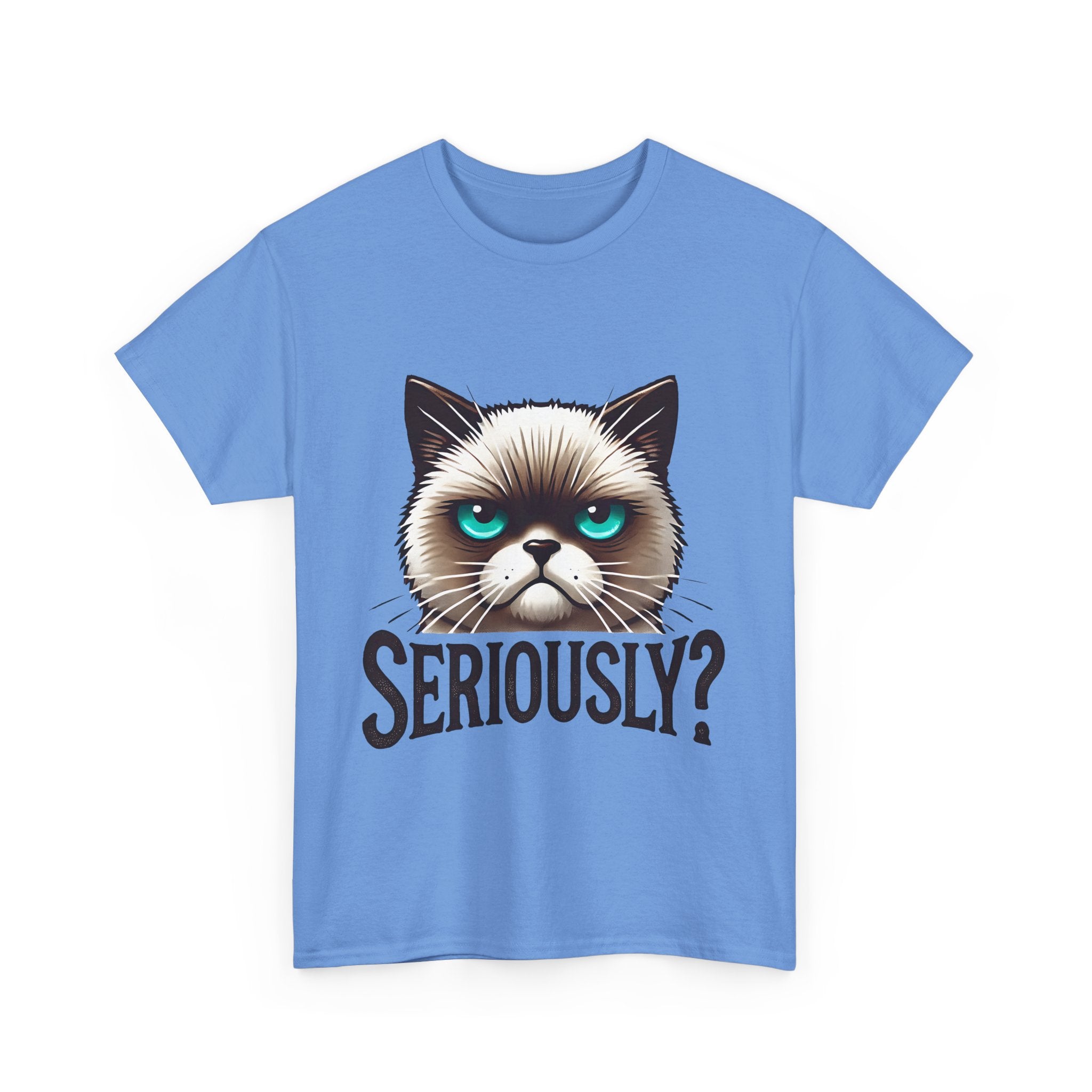 Funny Cat Graphic Tee - 'Seriously?' Unisex Heavy Cotton Shirt