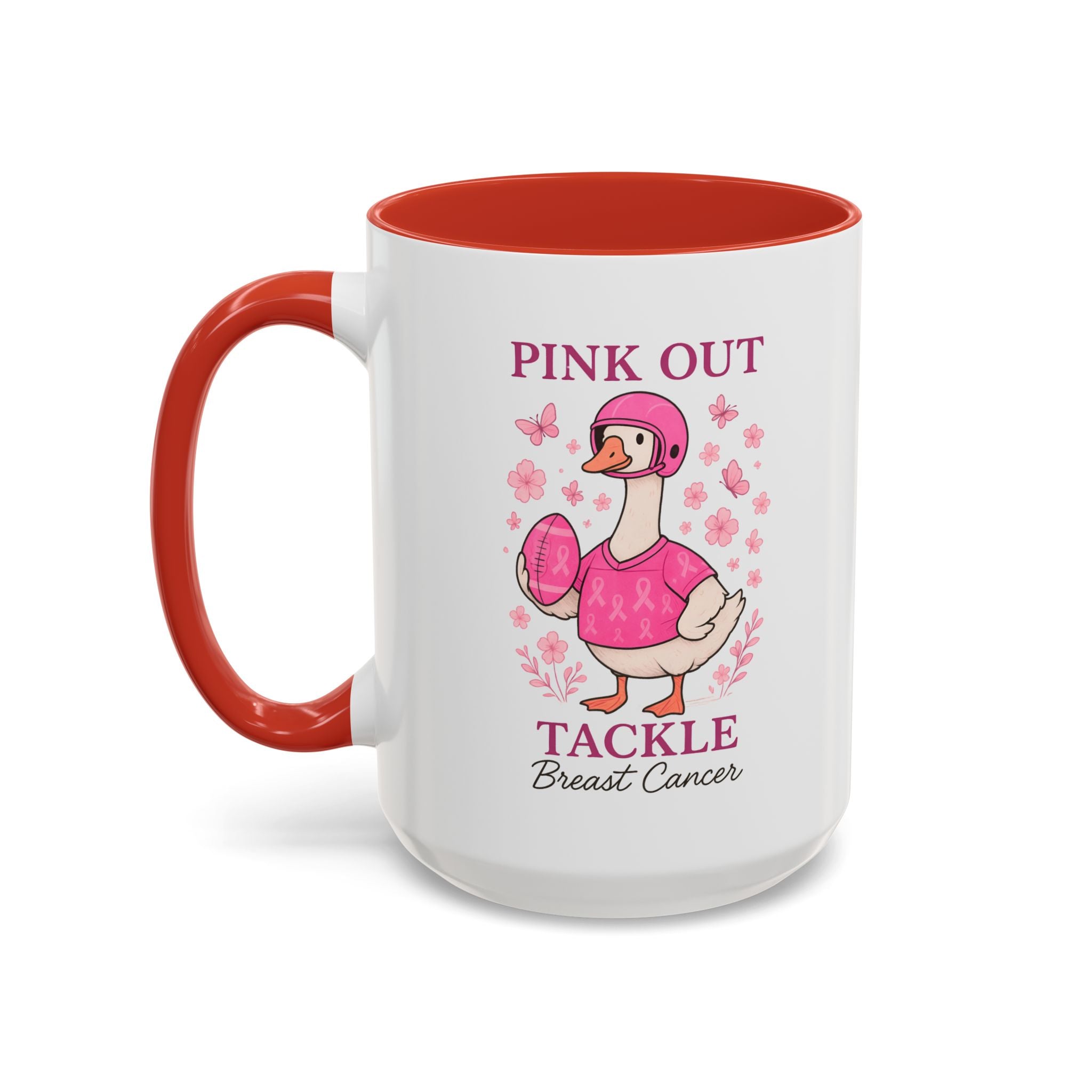 Breast Cancer Awareness Coffee Mug, Pink Out Tackle Duck Design, Supportive Gift for Fighters & Survivors, Cheerful Office Decor, [...]