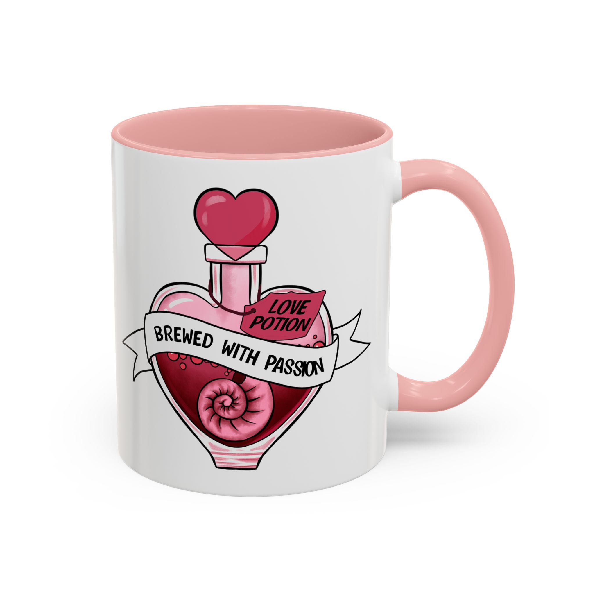 Coffee Mug - 'Brewed With Passion' Love Potion Accent Mug (11/15oz) anti valentine