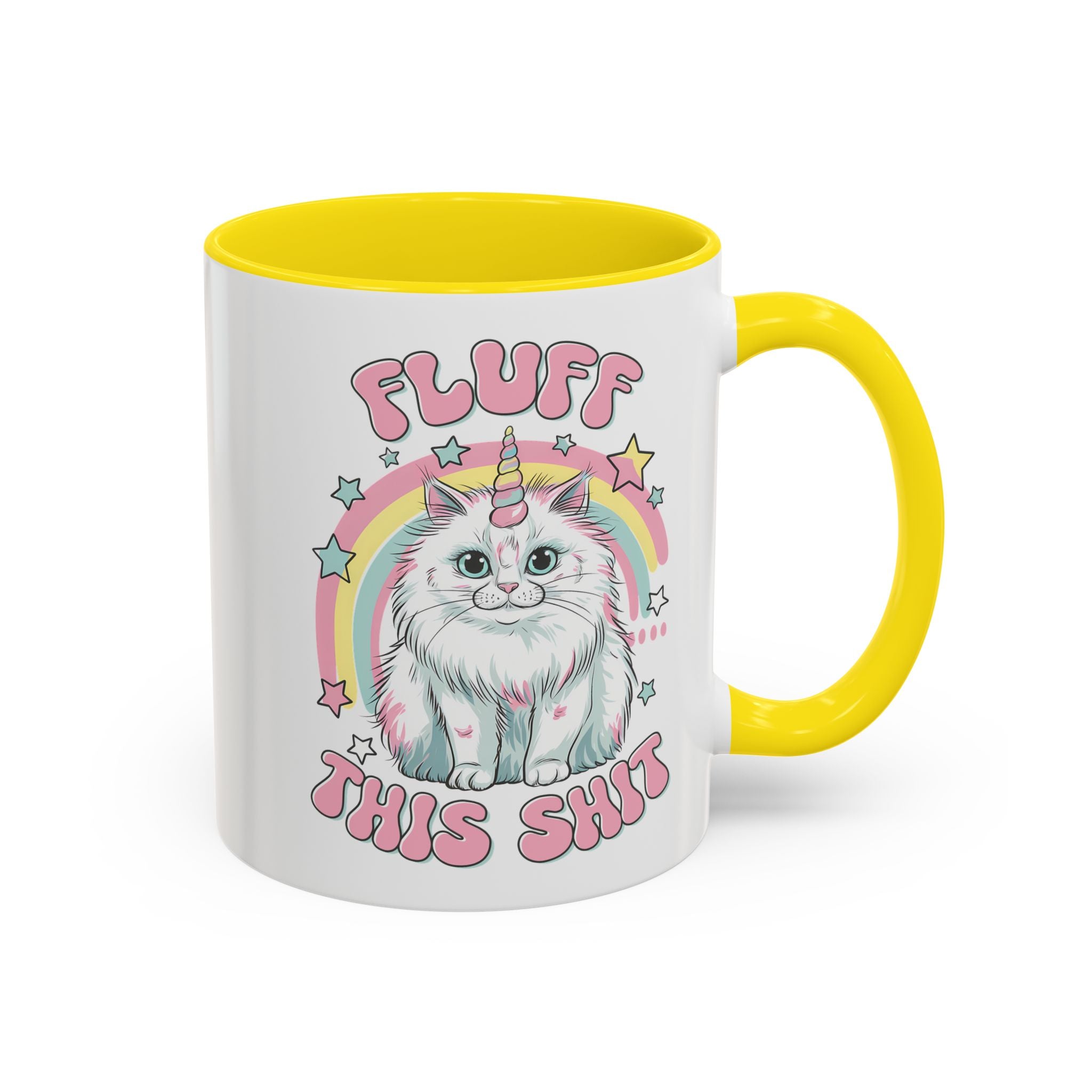 Whimsical Cat Coffee Mug - "Fluff This Shit" funny adult humor sarcasm