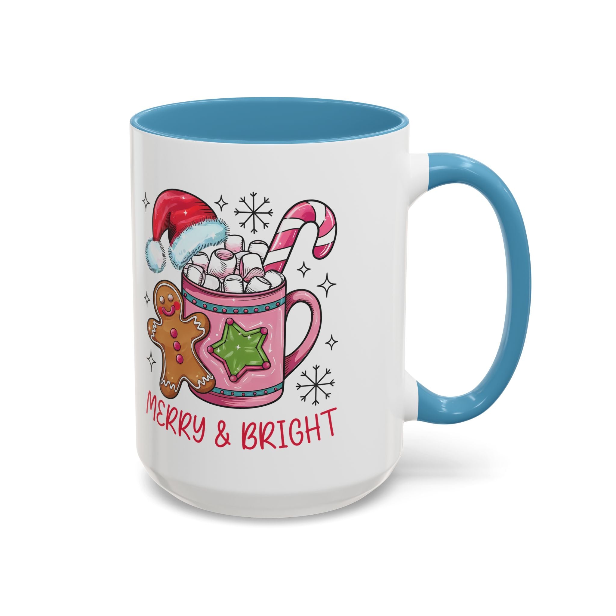 Festive Gingerbread Coffee Mug, Christmas Gift, Holiday Coffee Cup, Merry & Bright Mug, Winter Mug, Hot Chocolate Holder