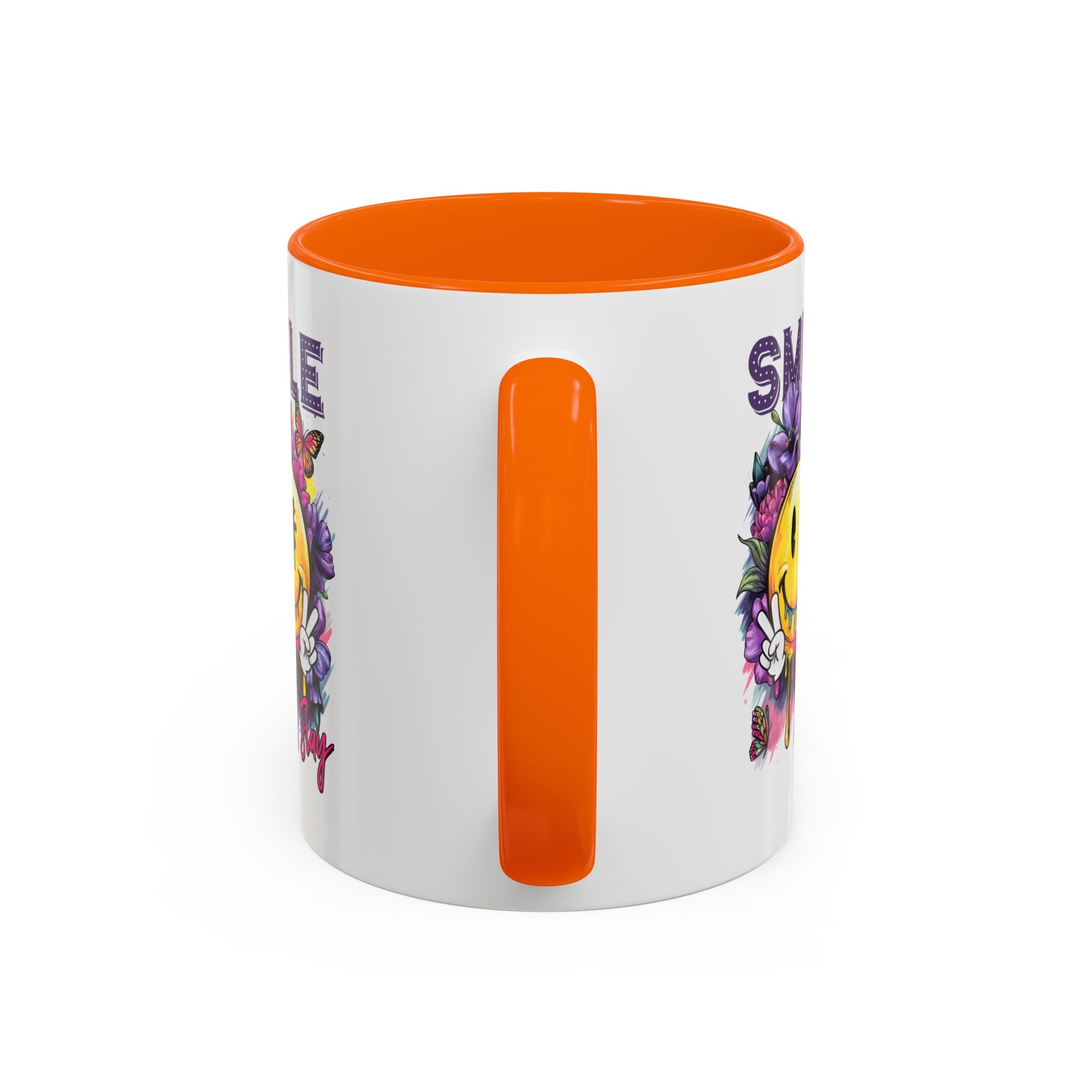 Smile Stay Accent Coffee Mug - Vibrant Floral Design for Positive Vibes