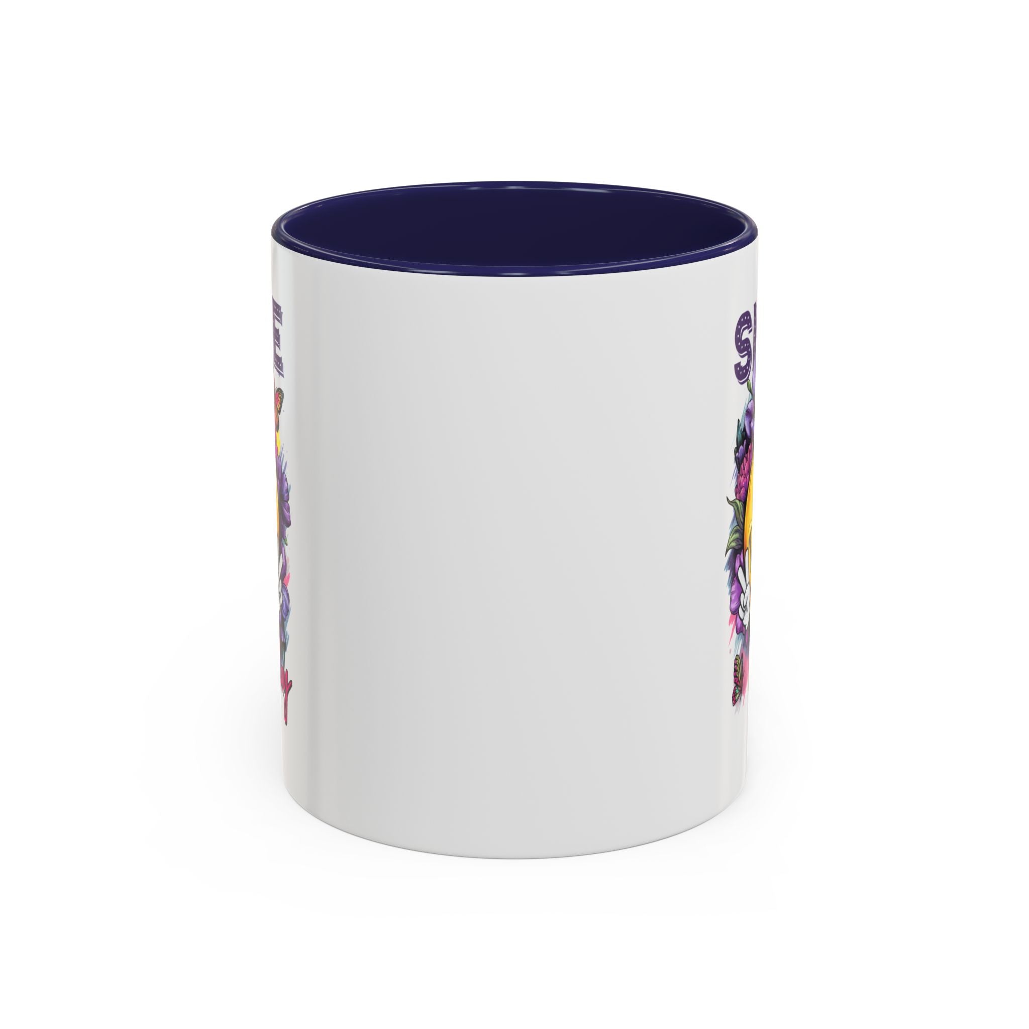 Smile Stay Accent Coffee Mug - Vibrant Floral Design for Positive Vibes