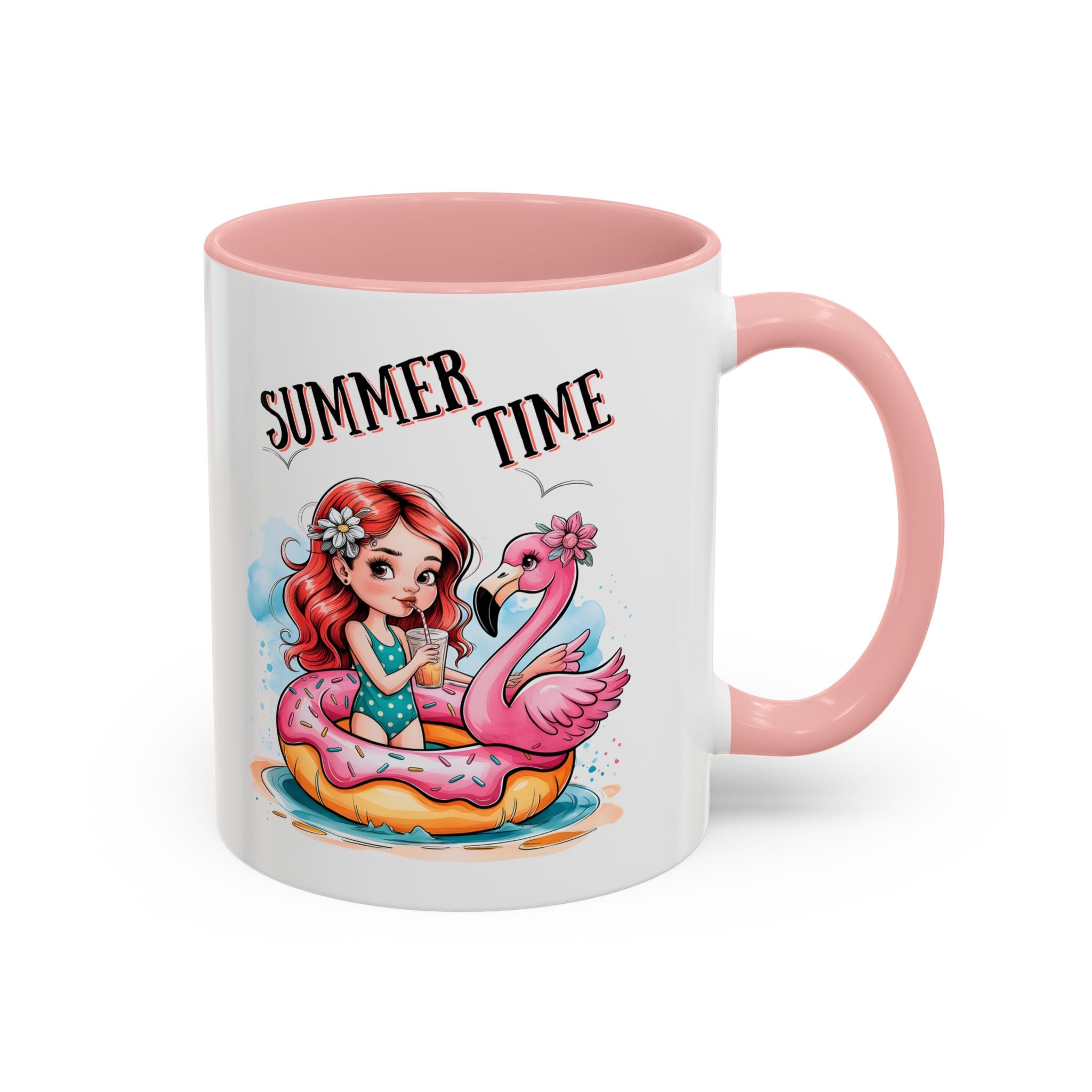 Summer Time Accent Coffee Mug - 11oz & 15oz funny cute girl floating