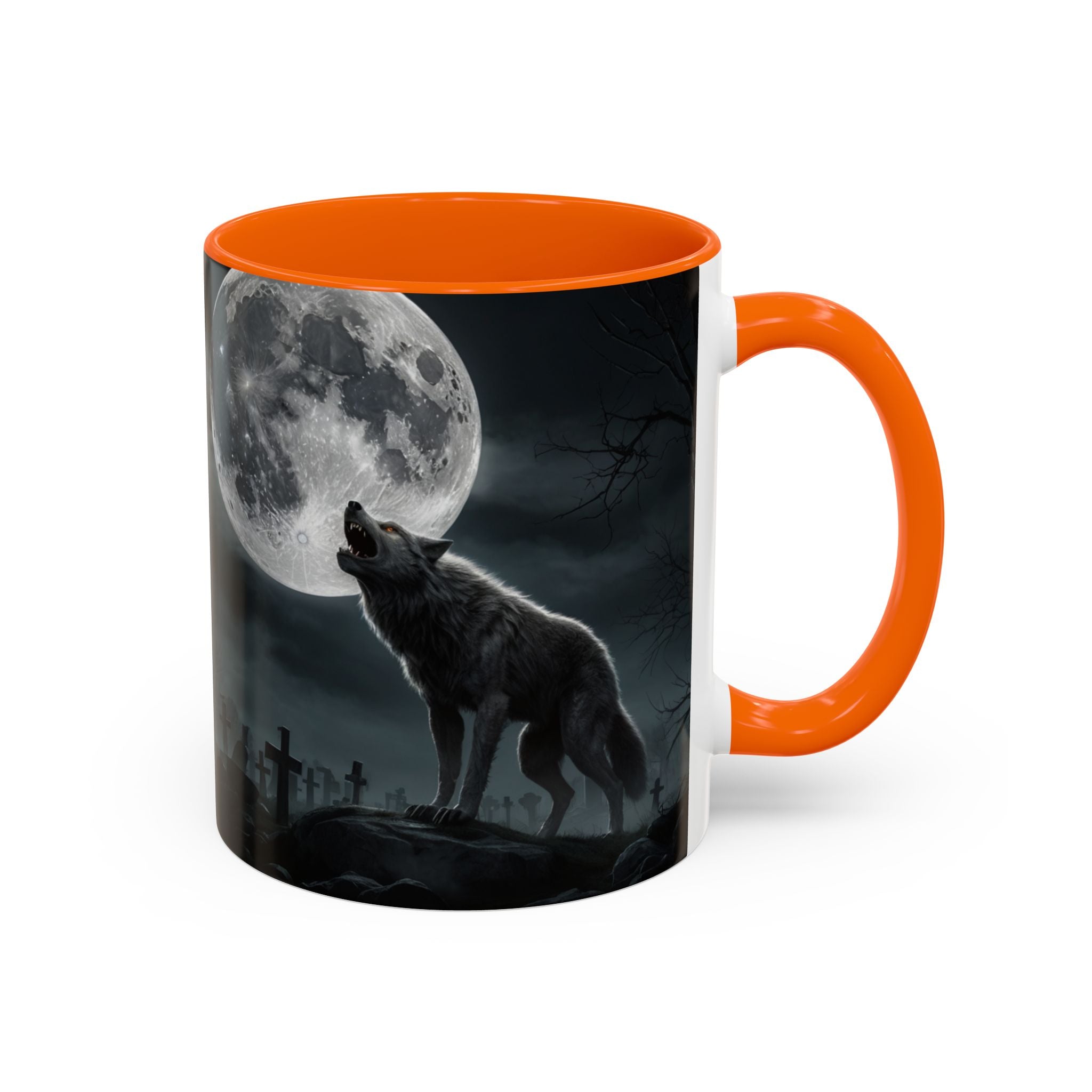 Howling Wolf Moon Coffee Mug – Gothic Graveyard Accent Mug (11/15oz) fantasy