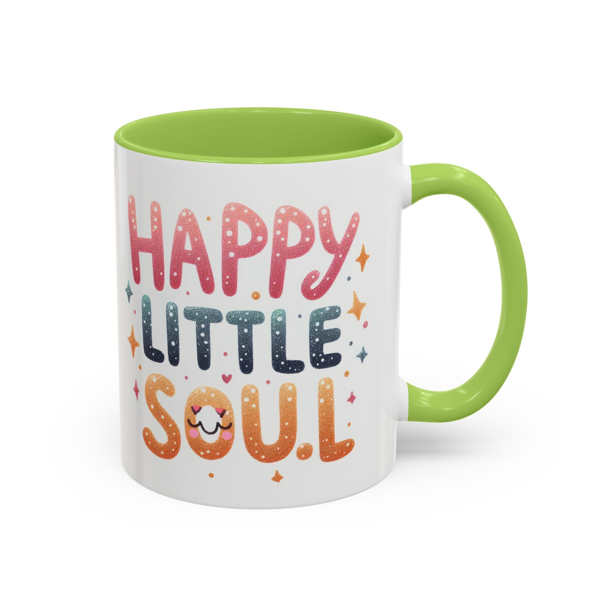Happy Little Soul Accent Coffee Mug – Cute Positive Morning Quote (11/15 oz)