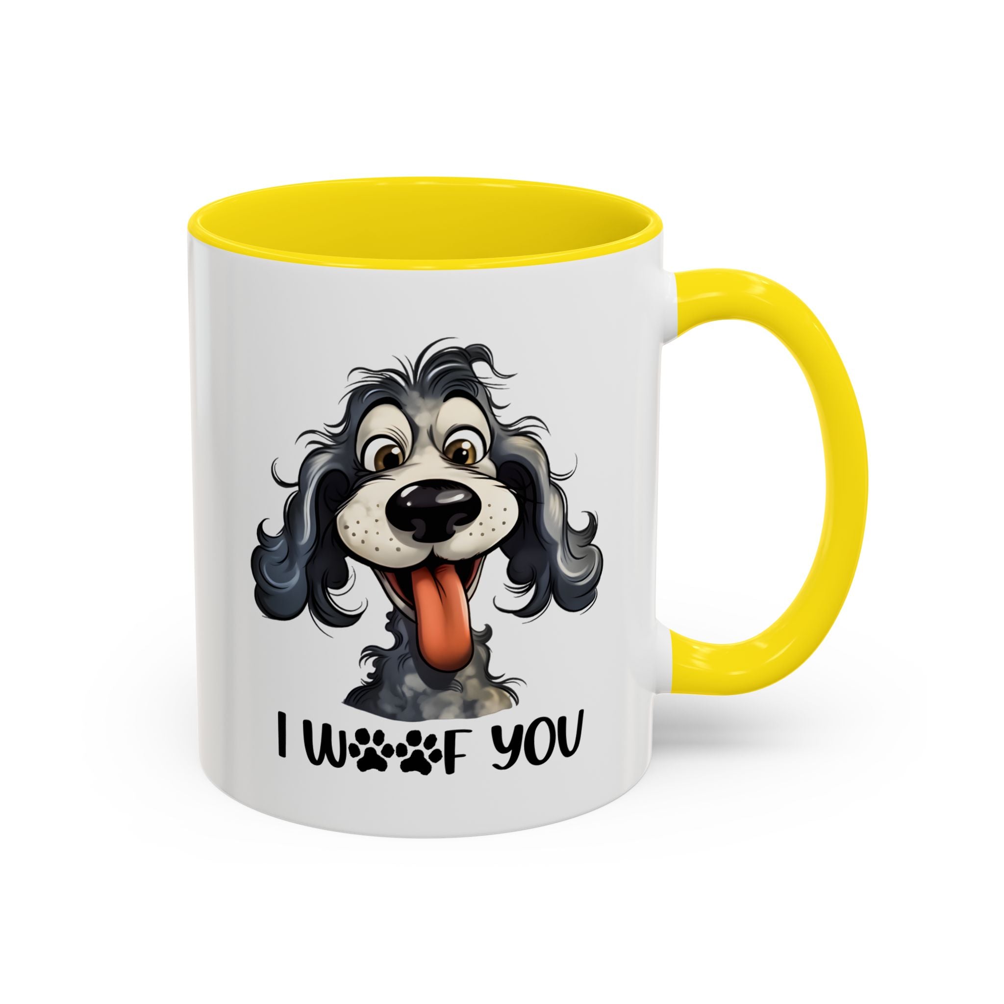 Dog Lover's Accent Coffee Mug - I Woof You, Pet Gift, Animal Lover Cup, Dog Mom Mug, Cute Dog Design, Fun Coffee Cup