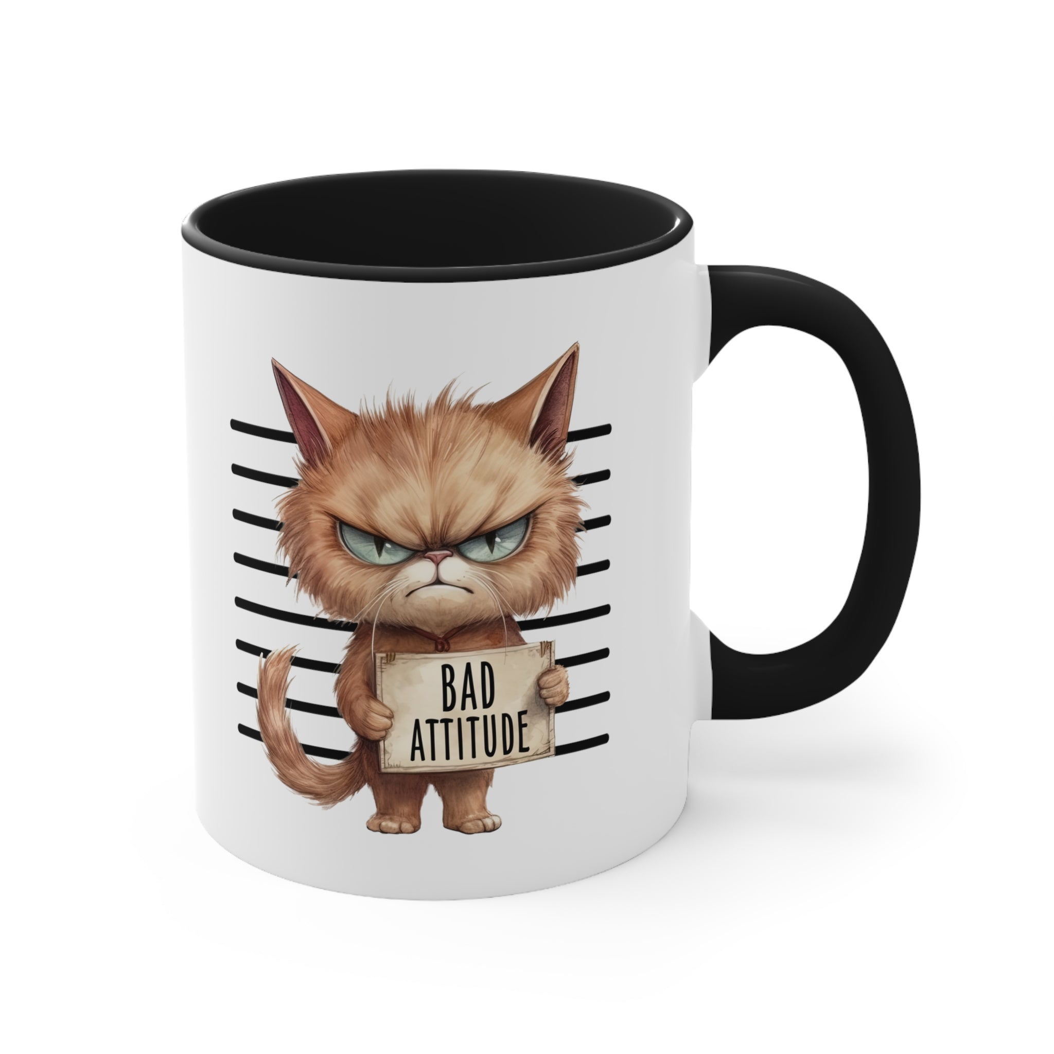 Funny cat bad attitude Accent Coffee Mug, 11oz animal lover gift