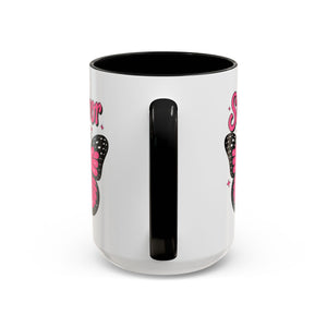 Survivor Butterfly Coffee Mug, Inspirational Gift, Pink Ribbon Mug, Breast Cancer Awareness, Empowerment Cup, Motivational Drinkware