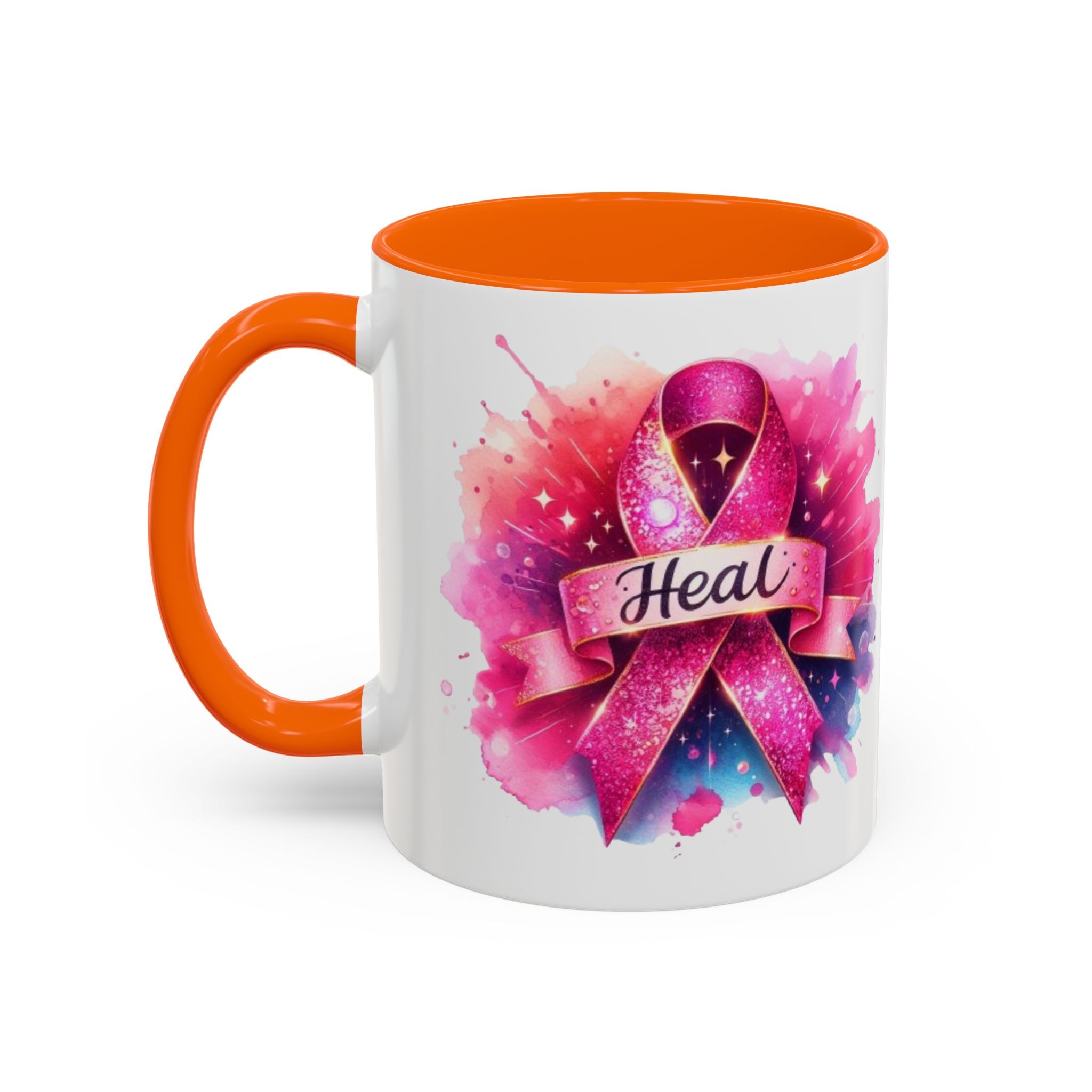 cancer awareness Inspirational Coffee Mug, Healing Ribbon Mug, Gift for Cancer Survivors, Motivational Drinkware, Support