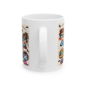 Coffee Lovers Ceramic Mug - Funny Cartoon Design | Perfect Gift for Coffee Enthusiasts, Home Office, Any Holiday