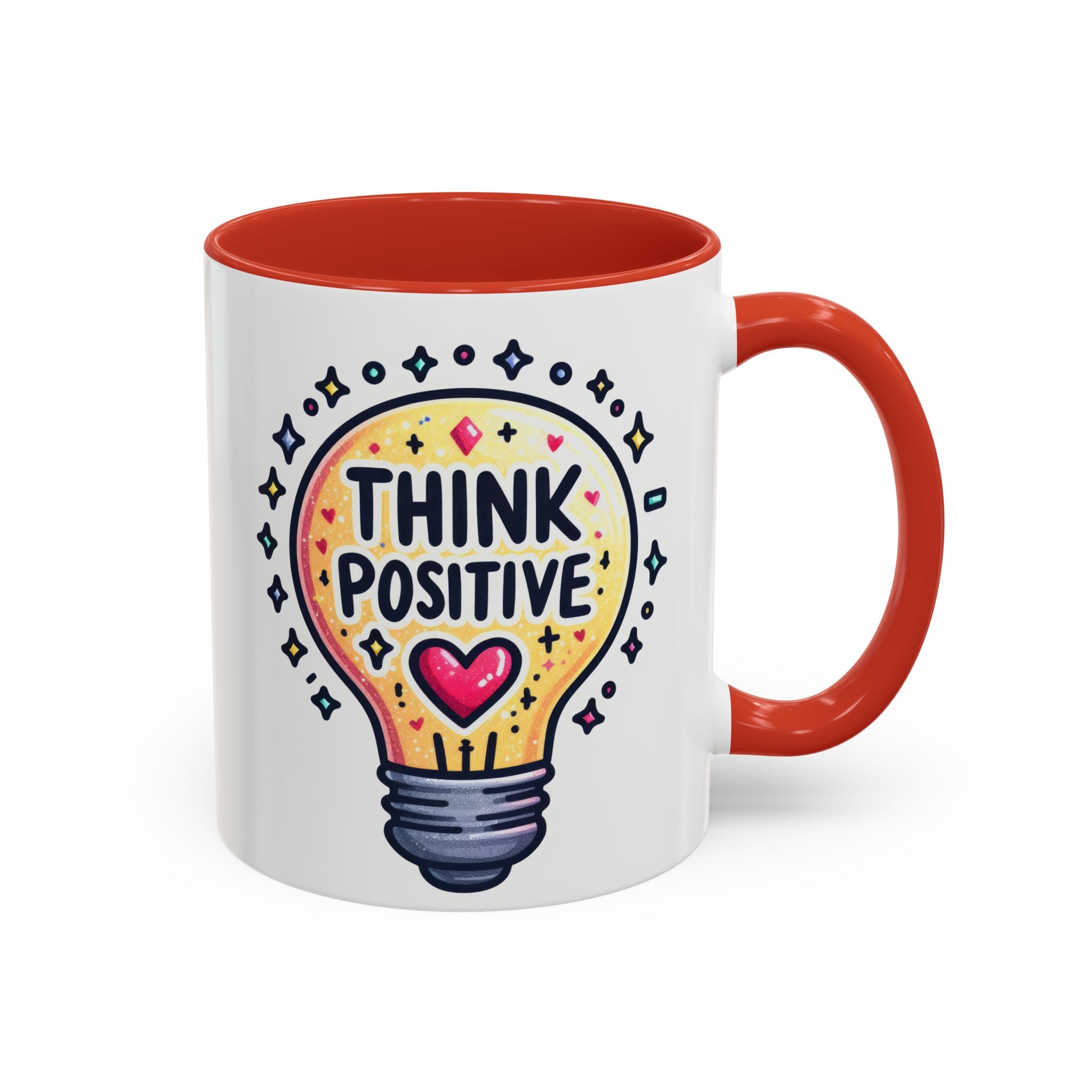 Think Positive Lightbulb Coffee Mug — Motivational Accent Mug (11/15 oz)
