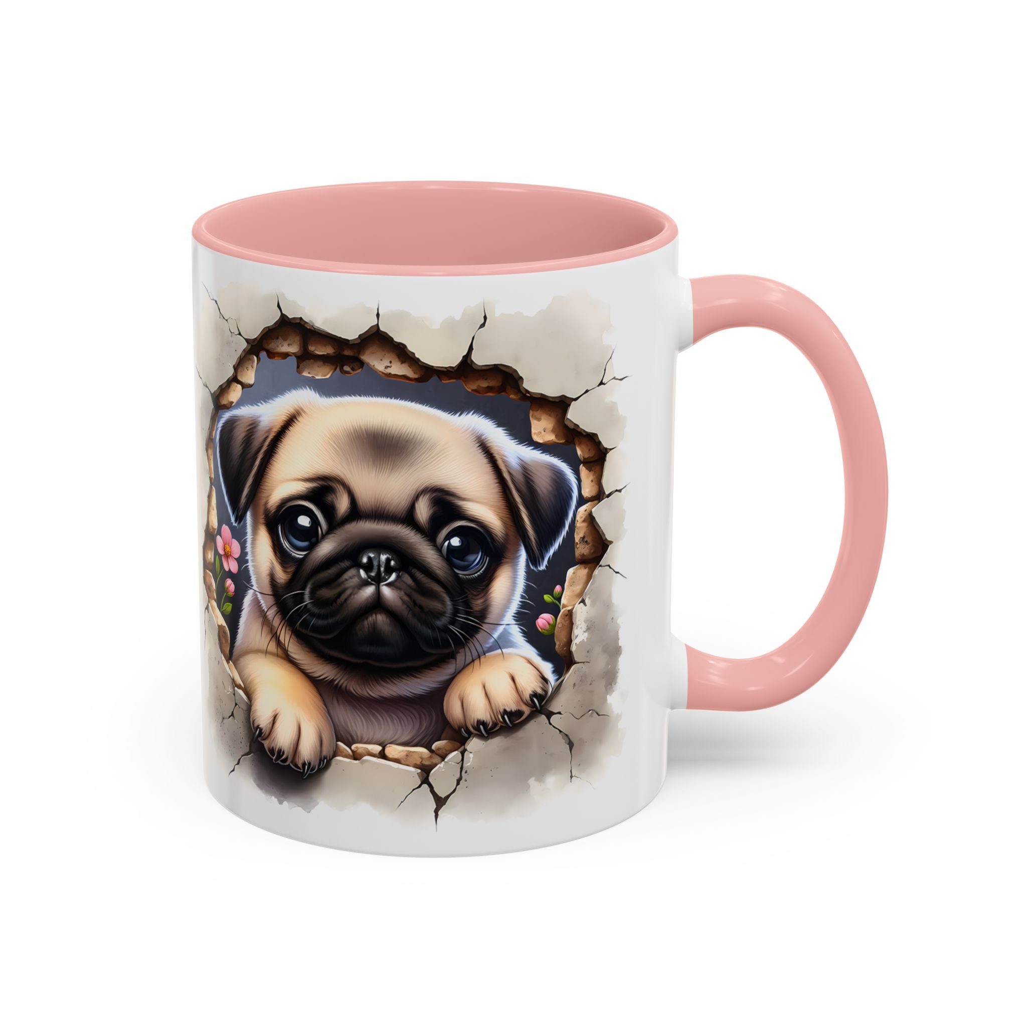 Pug In A Wall Coffee Mug - Cozy Ceramic Cup for Dog Lovers - Cute Pet Gift for Birthdays, Anniversaries, and Holidays