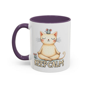 Serene Cat Coffee Mug, Funny Pet Lover's Gift, Cute Keepsake for Relaxation, Relaxing Drinkware, Quirky Home Decor