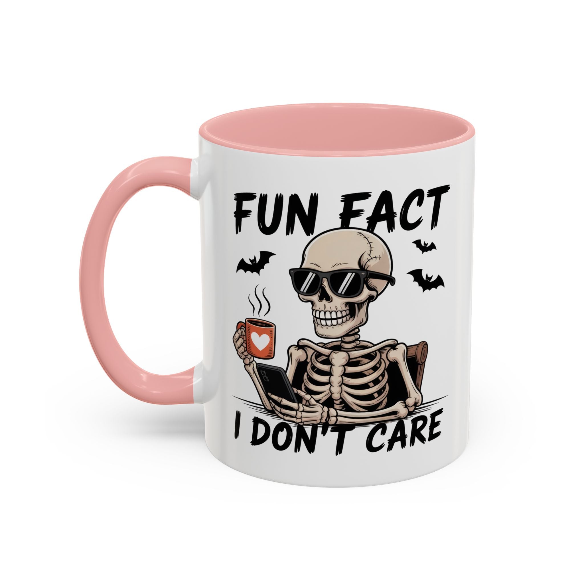 Fun Fact I Don’t Care Skull Coffee Mug — Halloween Accent Coffee Cup (11/15oz)