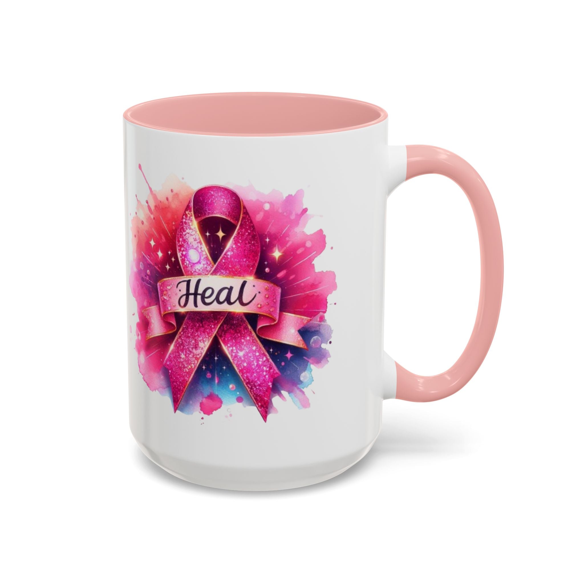 cancer awareness Inspirational Coffee Mug, Healing Ribbon Mug, Gift for Cancer Survivors, Motivational Drinkware, Support