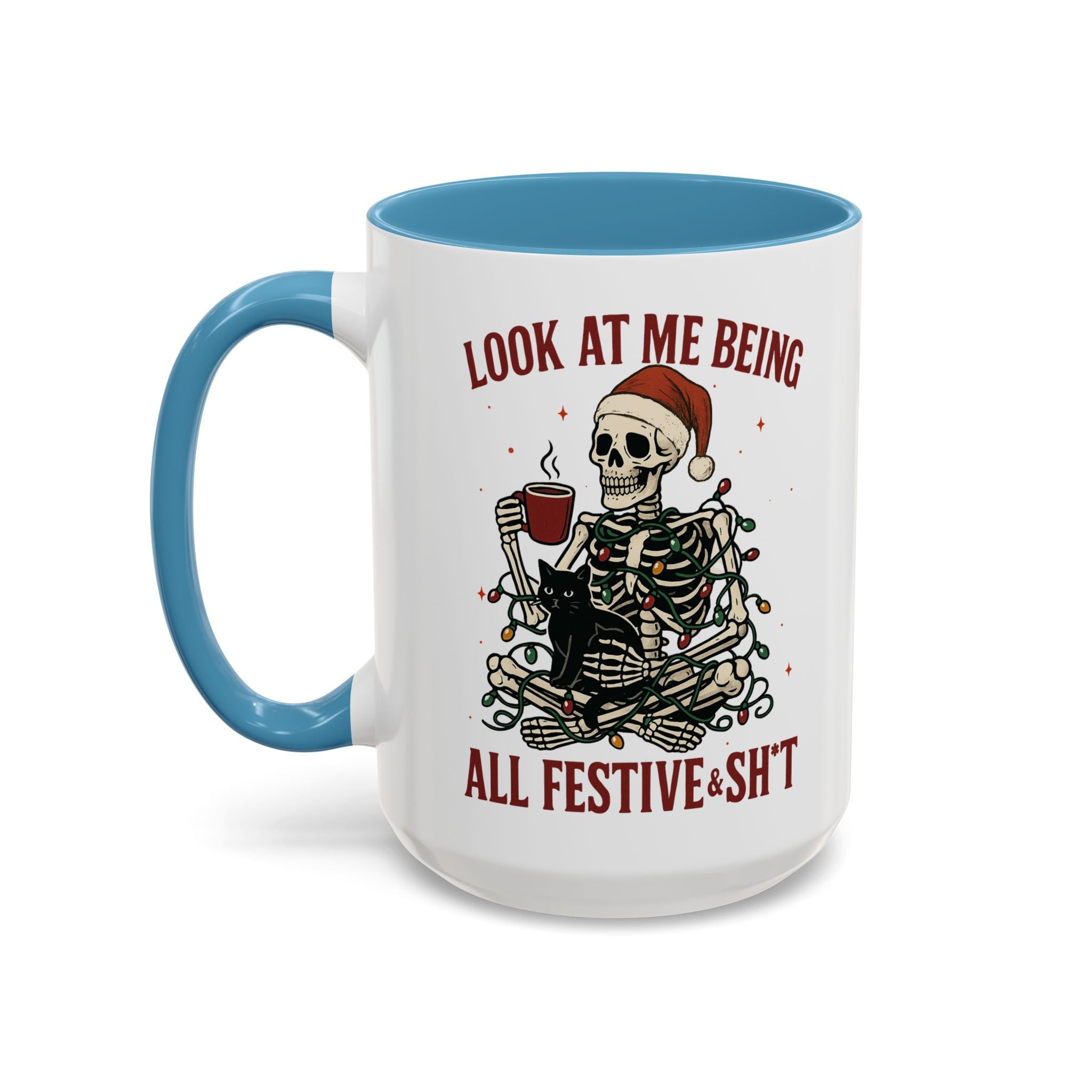 Festive Skeleton Christmas cheer winter Coffee Mug funny adult humor cup
