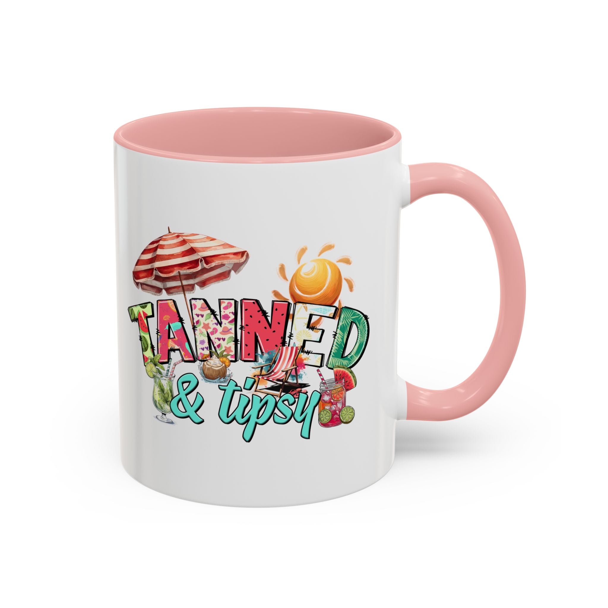 Tanned & Tipsy Accent Coffee Mug - Perfect for Summer Vibes & Beach Lovers party