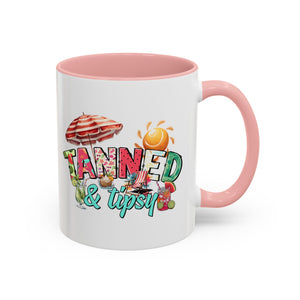 Tanned & Tipsy Accent Coffee Mug - Perfect for Summer Vibes & Beach Lovers party