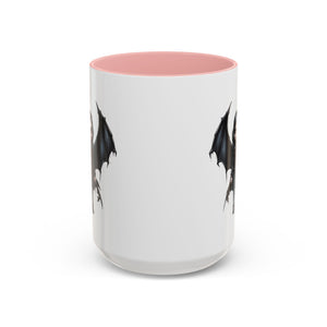 Gothic vampire girl with bat wings horror art Accent Coffee Mug (11, 15oz) vamp18