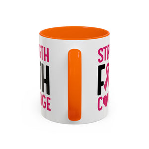 Inspirational Coffee Mug: Strength, Faith, Courage - Gift for Survivors, Awareness Events, Supportive Home Decor, Encouragement