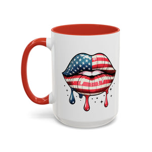 Patriotic Lip Print Coffee Mug – 11oz & 15oz
