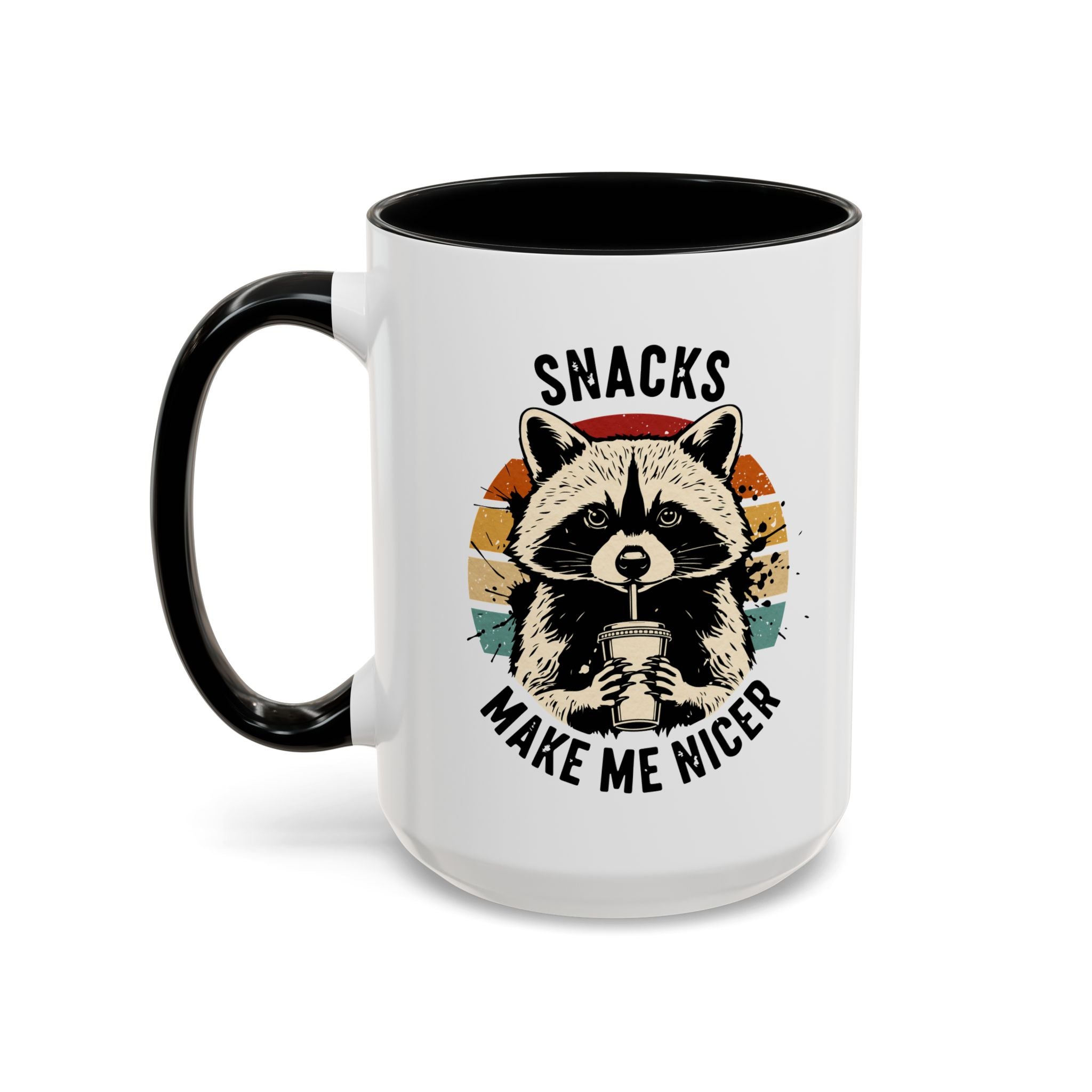 Snacks Make Me Nicer Raccoon Accent Coffee Mug (11/15oz)
