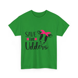 cancer awareness Save the Udders Unisex Heavy Cotton Tee, Fun Cow Tee,  Animal Lover Gift, Casual Tee, Eco-Friendly Apparel