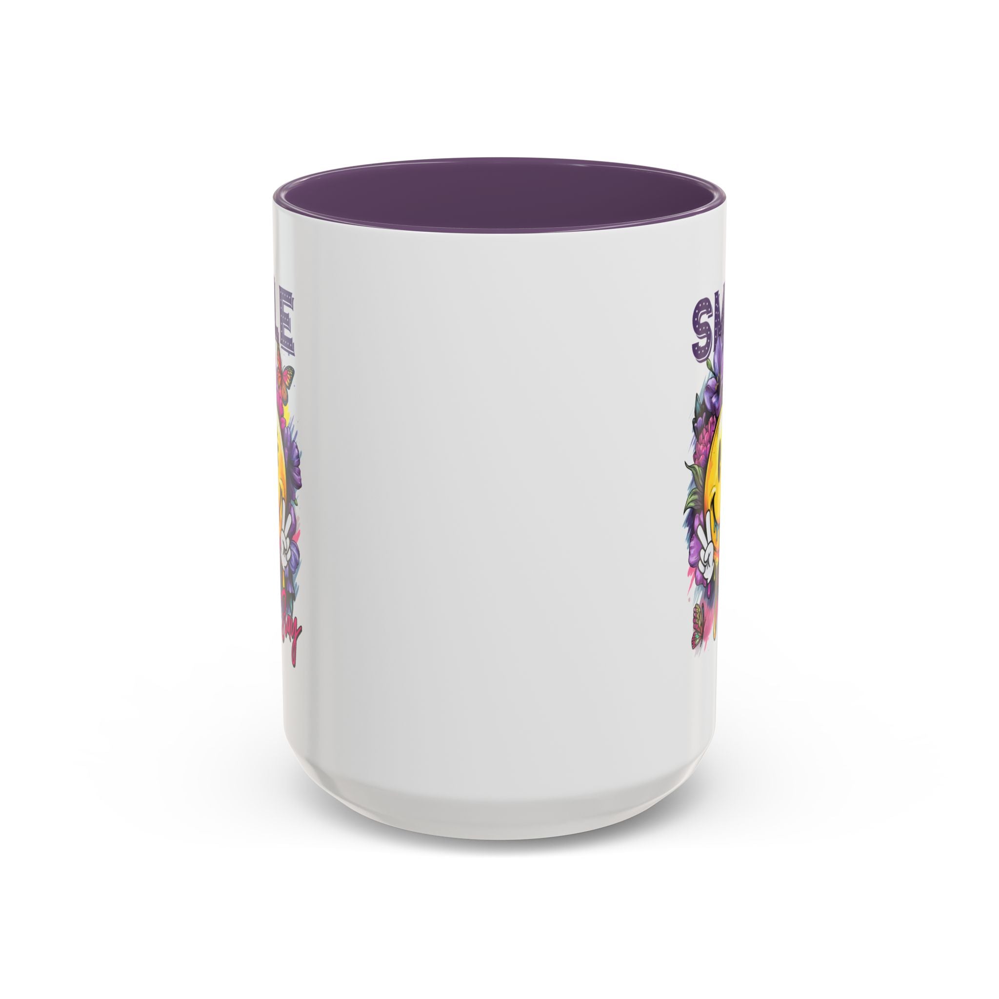 Smile Stay Accent Coffee Mug - Vibrant Floral Design for Positive Vibes