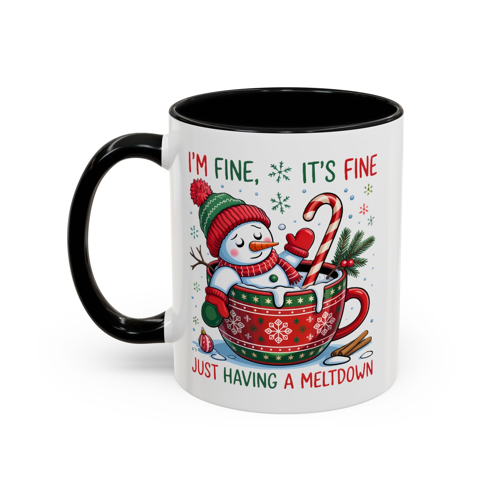 Festive Holiday Coffee Mug - "I'm Fine, It's Fine" Snowman Design sarcasm humor funny